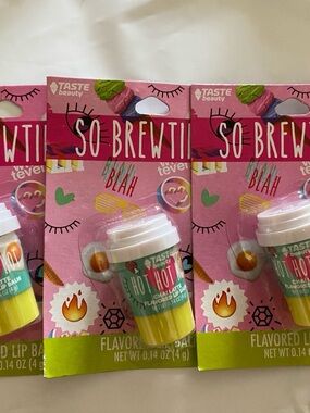 1-set of 3 TASTE Beauty Hot 'N' Hot Pink Lip Balm - Chai Latte